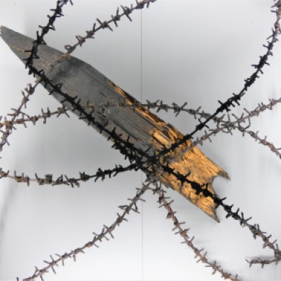 barbed wire and post
